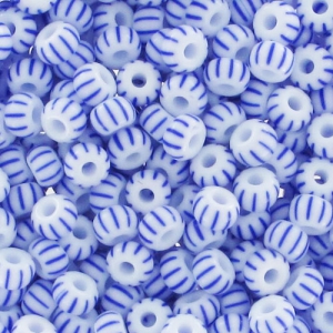 Preciosa Seed beads striped 9/0 2.5 mm - White - Blue x20g