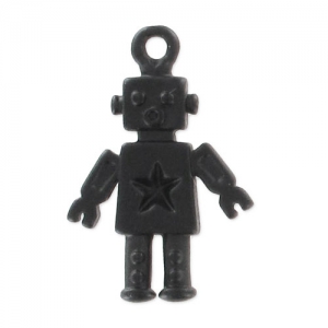 Robot charm 18x12 mm - Black satin x1