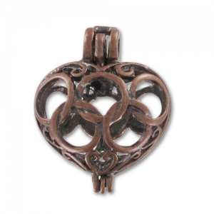 Heart charm 19mm Old Copper tone x1