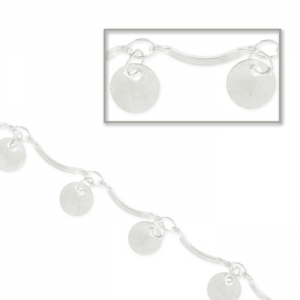 Chain with round sequins and bent spacers  3mm silver tone x 1m