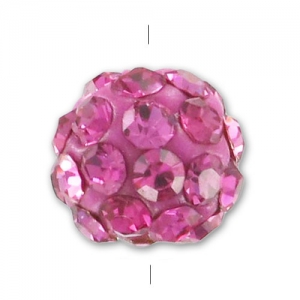 Plasticine round bead rhinestones 8mm Rose x1