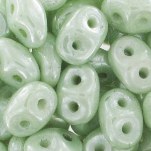 SuperDuo 2.5x5mm Luster Chalk Light Green x10g