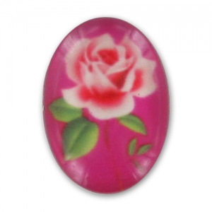 Resin Cabochon Flower 18x13mm Fuschia x1