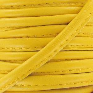 Leather cord with topstitching 4mm Jaune x1 m