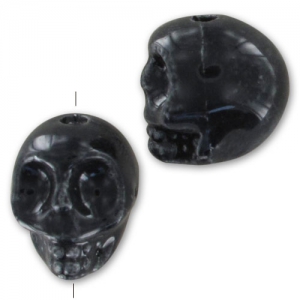 Ceramics skull 13x11 mm Black x1