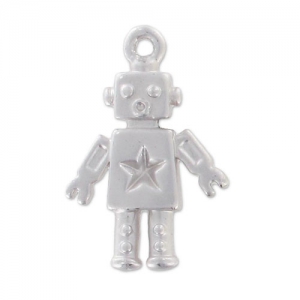 Robot charm 18x12 mm - Fine silver plated x1