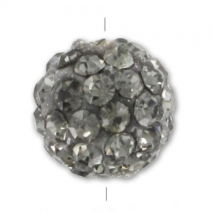 Plasticine round bead rhinestones 8mm Black Diamond x1