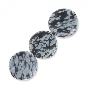 Bead Twisted puck Flecked Obsidian 16mm x1