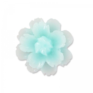 Resin cabochon flower 13mm light blue