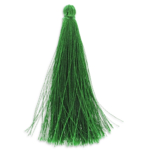 Pompon in silk imitation 88-93 mm green x1