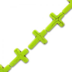 Bead Colored synthetic Howlite cross 30 mm neon Yellow x1