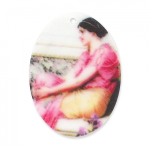 Oval pendant 38x28mm Woman x1