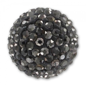 Plasticine halfball with korean rhinestones 20mm Jet Hematite x1