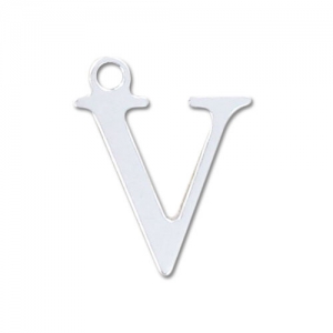 V letter Sterling silver charm 15mm x1