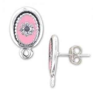 Earstuds 21mm Old silver tone/Rose x2