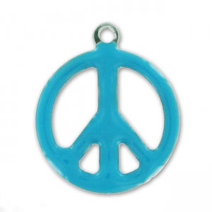 Epoxy enamelled peace charms 19mm Turquoise x10