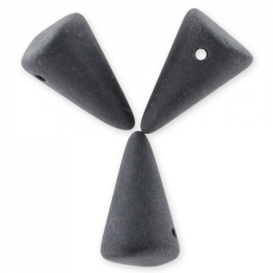 Spike beads 12x18mm Jet Mat x4
