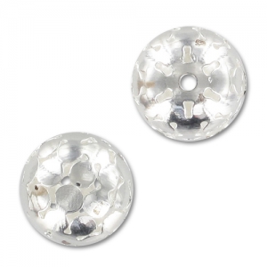 Filigreed metal circles ball 14mm Silver tone x1