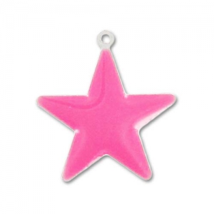 Epoxy Enamelled star charm 21mm Pink x1