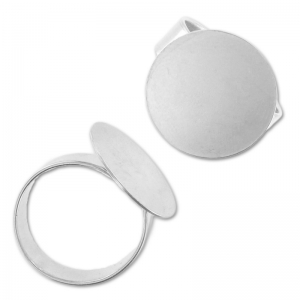 adjustable ring with pad 18mm silver tone  x1