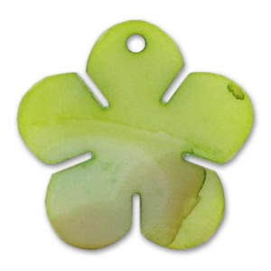 Mother-of-Pearl Pendant Flower 29mm Green/Olive x1