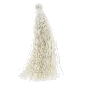 Pompon in silk imitation 63-66 mm Ivory x1