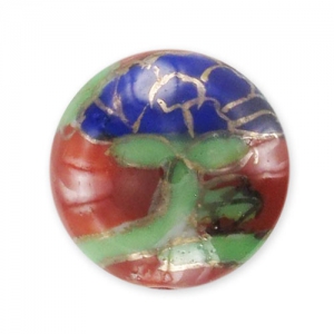 Ceramics rounds 14mm Blue/Rust x1