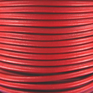 4 mm European leather cord - Red x 1 m