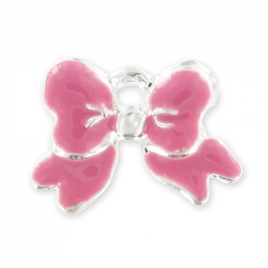 Enamelled charm knot  11mm Rose x1