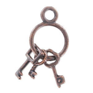 Bunch of Keys charm 25mm old copper