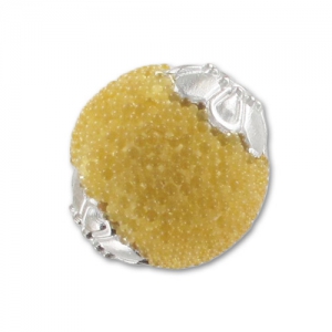 Round bead with beads inclusions 15mm Yellow x1