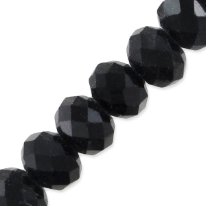 Fire Polished faceted flat round 6x4mm Jet x40cm