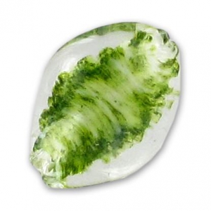 Twisted bead 30x20mm Crystal/Milky Green x1