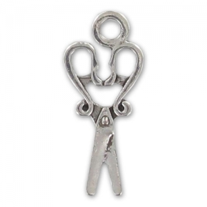 Scissors charm 29mm Old silver tone x1