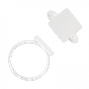 925 Sterling Silver square adjustable ring 12 mm x1