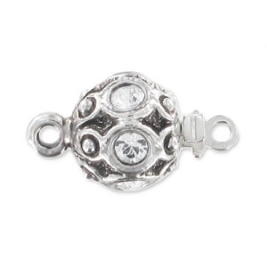 Clasp with Crystal strass  8mm Old silver tone