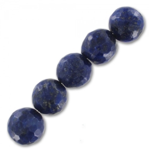 Beads Faceted round beads 10 mm Lapis Lazuli x5