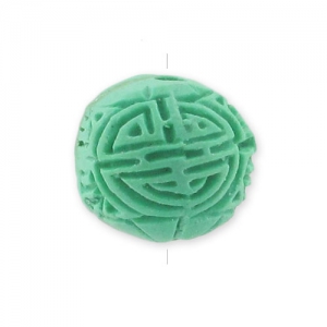 Round imitation Cinnabar 12 mm green x1