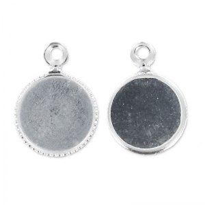 Pendant cabochon setting 8mm silver tone HQ x1