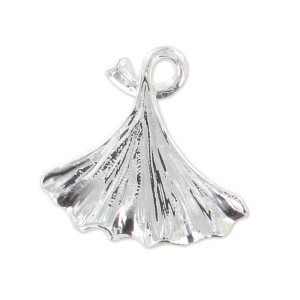 Charm ginkgo 18 mm fine silver plating