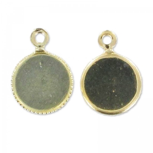 Pendant cabochon setting 8mm Gold tone HQ  x1