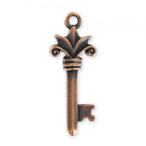 Key charm Lily 34mm Old copper tone x1