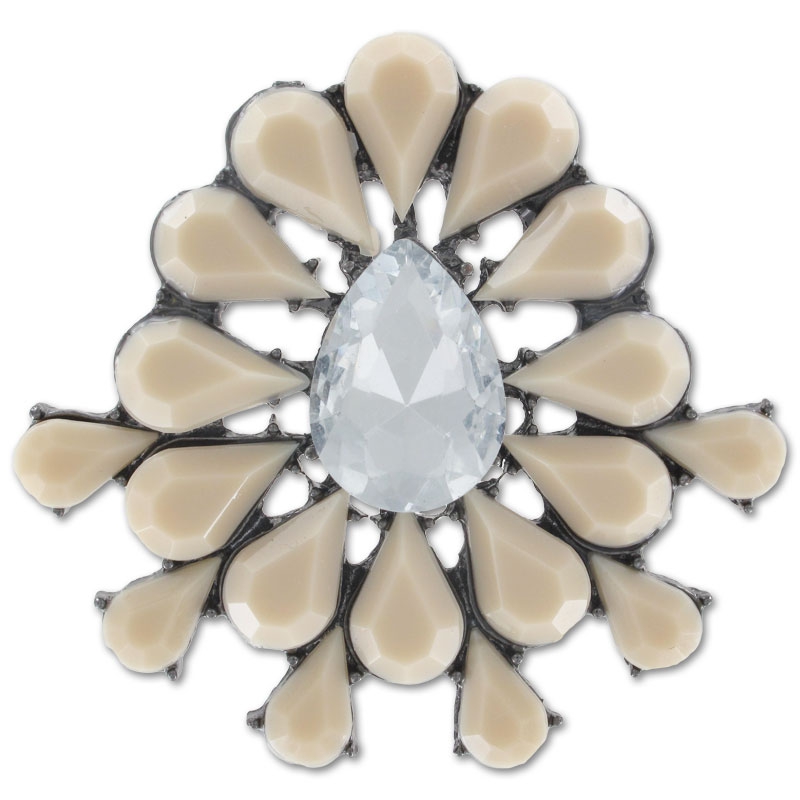 Combination of resin cabochons 50 mm Crystal/Beige - Perles & Co