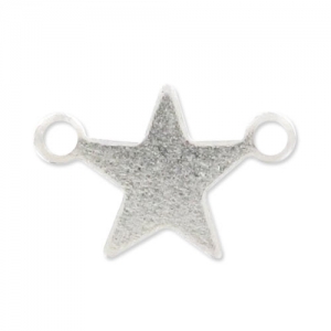 Stars spacer smooth finish 2 loops 10x7mm Silver tone x4