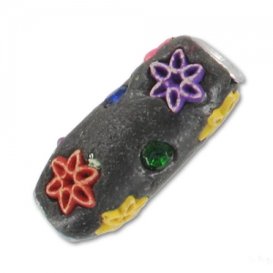 Olive encrusted of beads 25x11mm Multicolors x1