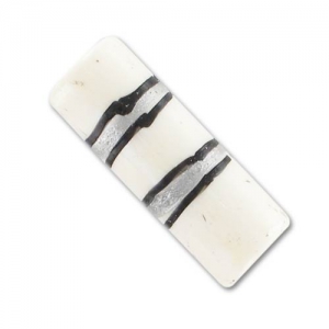 Decorated Cylinder Beads, 25x9 mm, White with Stripes x5