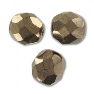 Fire Polished faceted round beads 8mm Gold Bronze x20