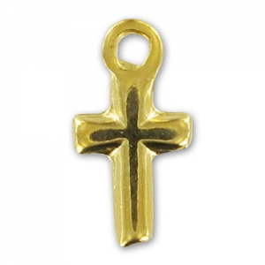 Cross Charms  13mm fine Gold plated x5