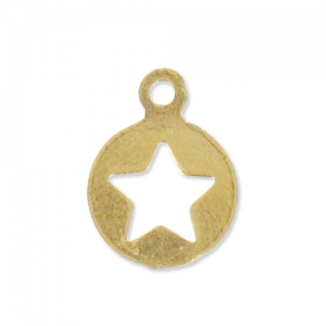 Hollow stars charms 8mm fine Gold plated x5
