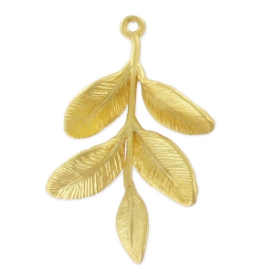 Pendant leaves 31 mm fine Gold plated satin